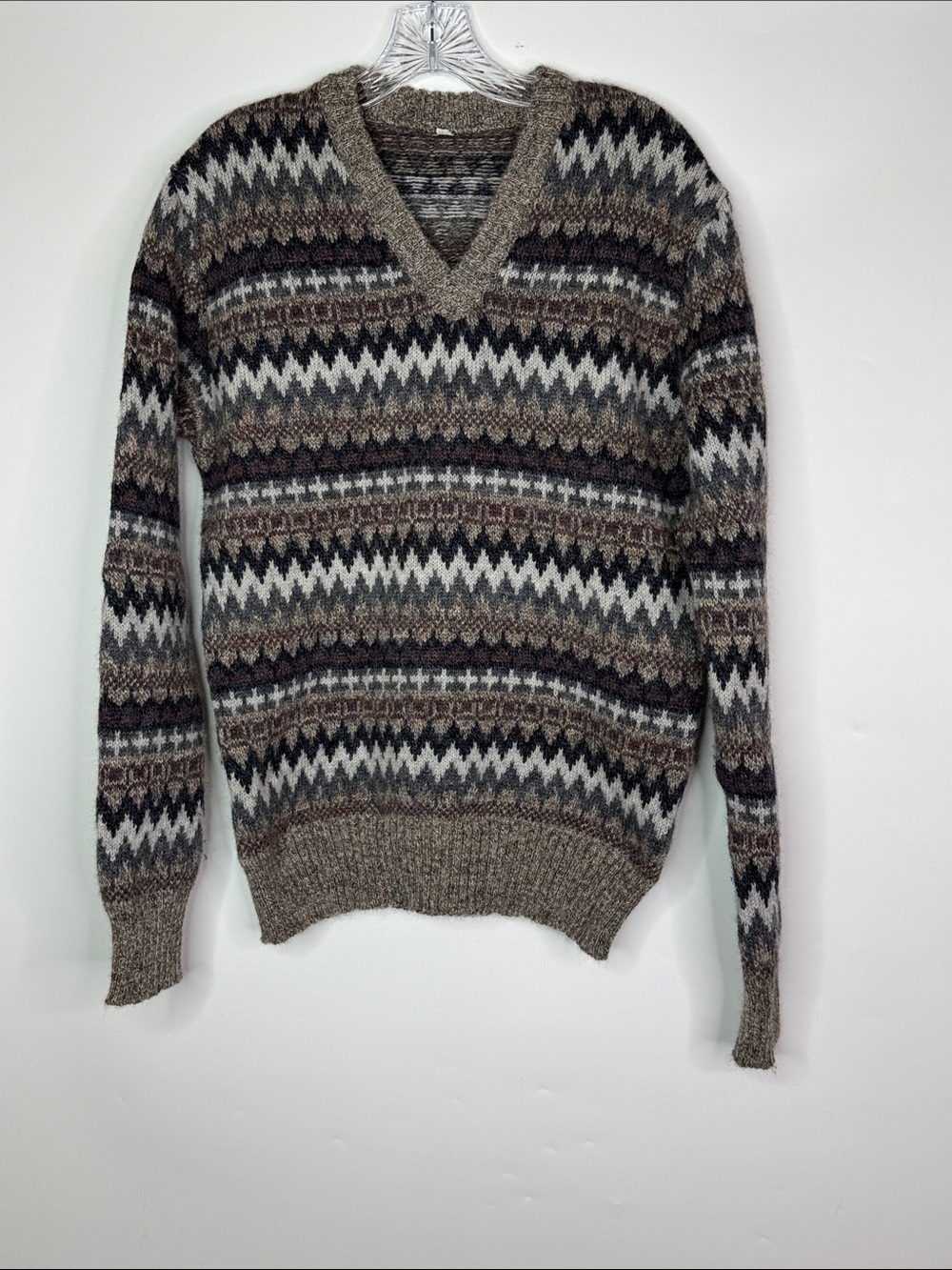 Vintage Shetland All Pure Wool Vneck Sweater Size XL